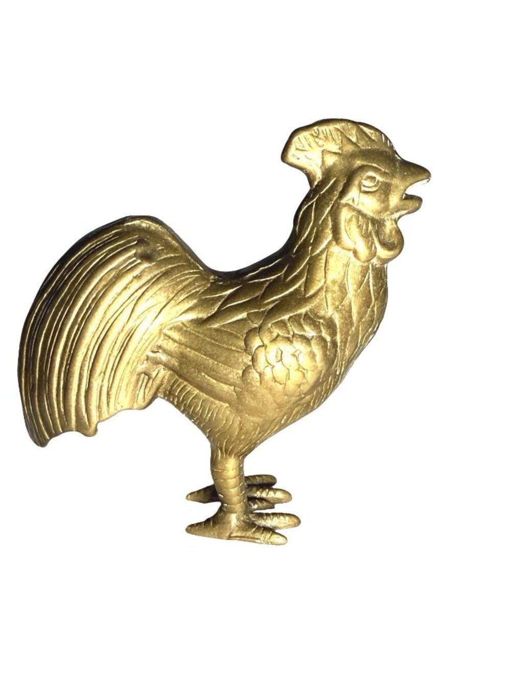Vintage Brass Rooster Figurine 6" Tall